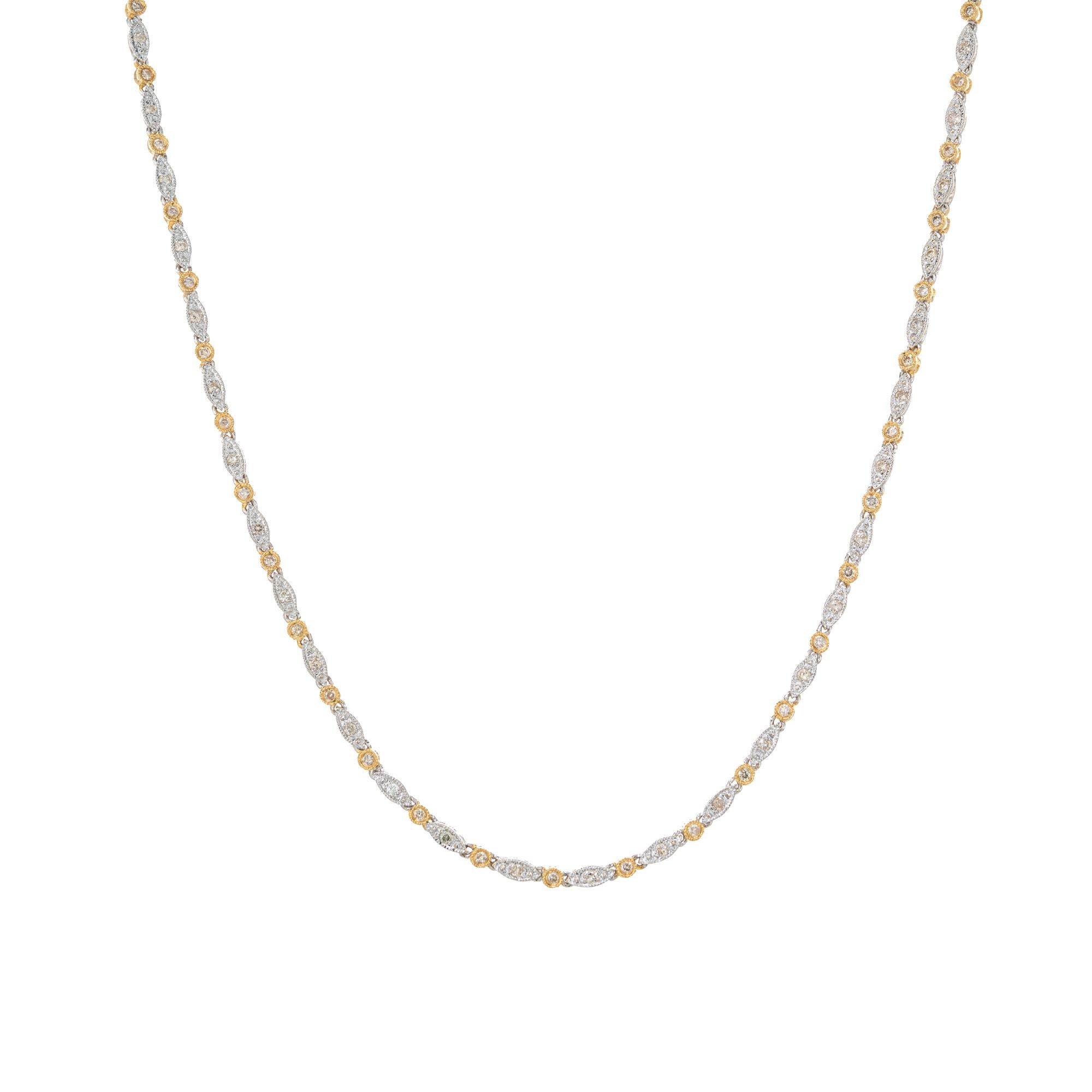 Taille ronde Ensemble collier-bracelet en or bicolore avec diamants de 2,00 carats en vente