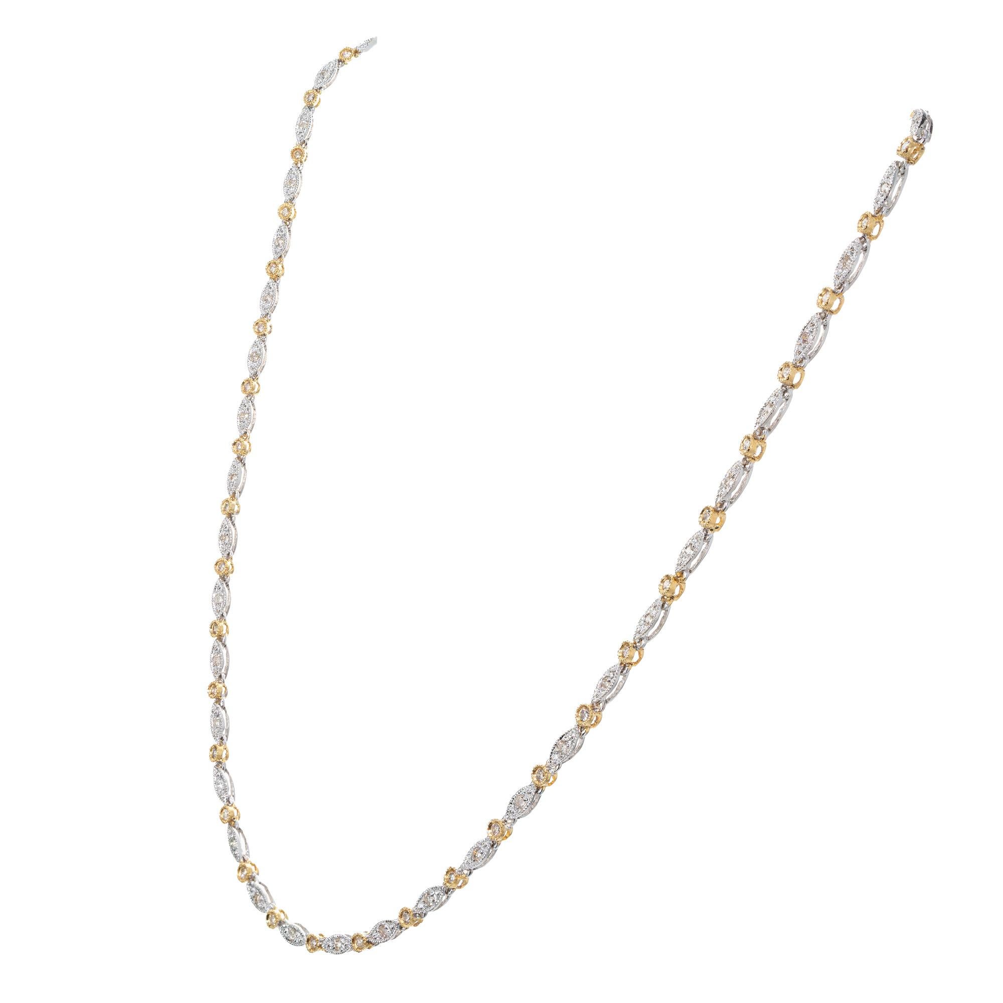 Ensemble collier-bracelet en or bicolore avec diamants de 2,00 carats Bon état - En vente à Stamford, CT