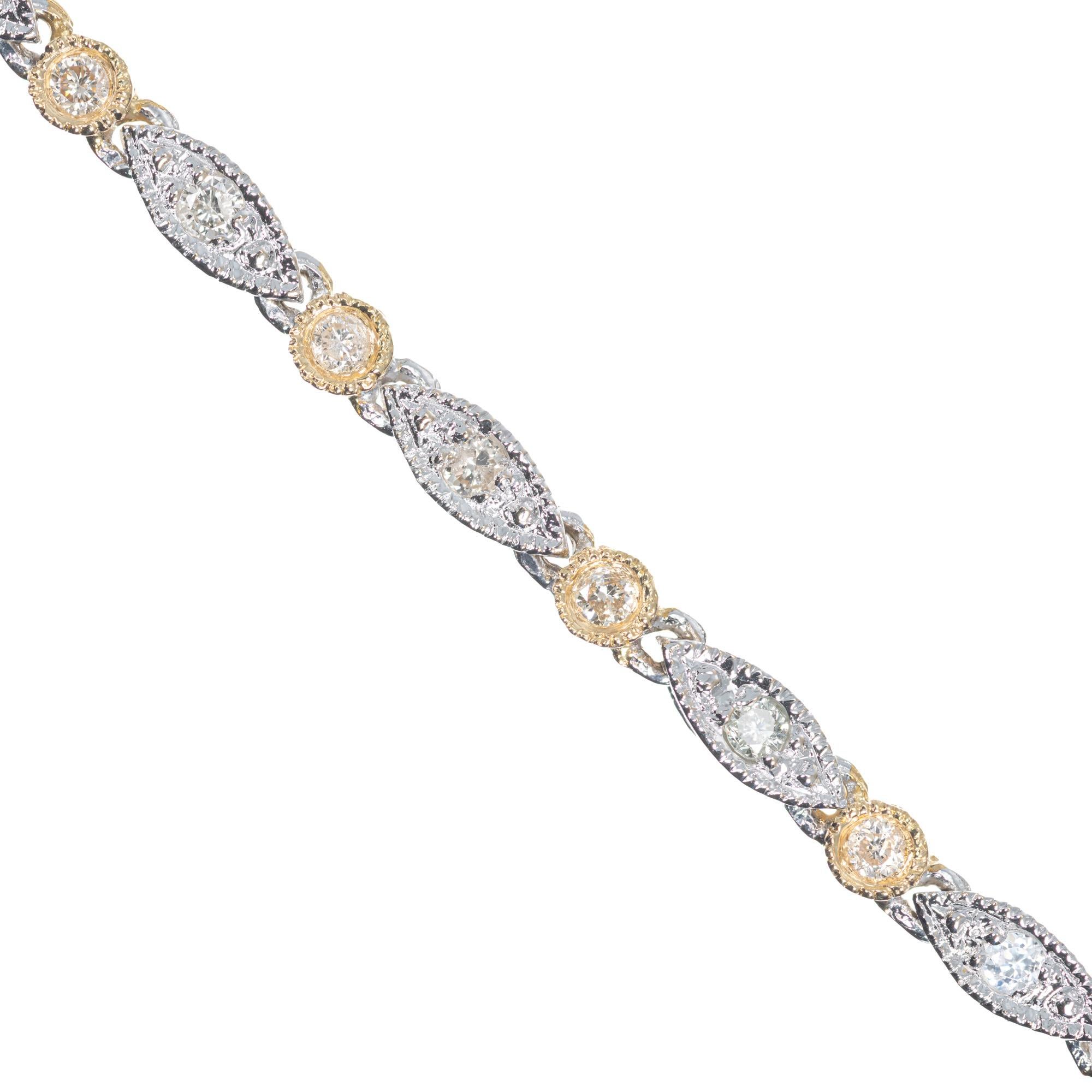 Women's 2.00 Carat Diamond Two Tone Gold Necklace Bracelet Set For Sale