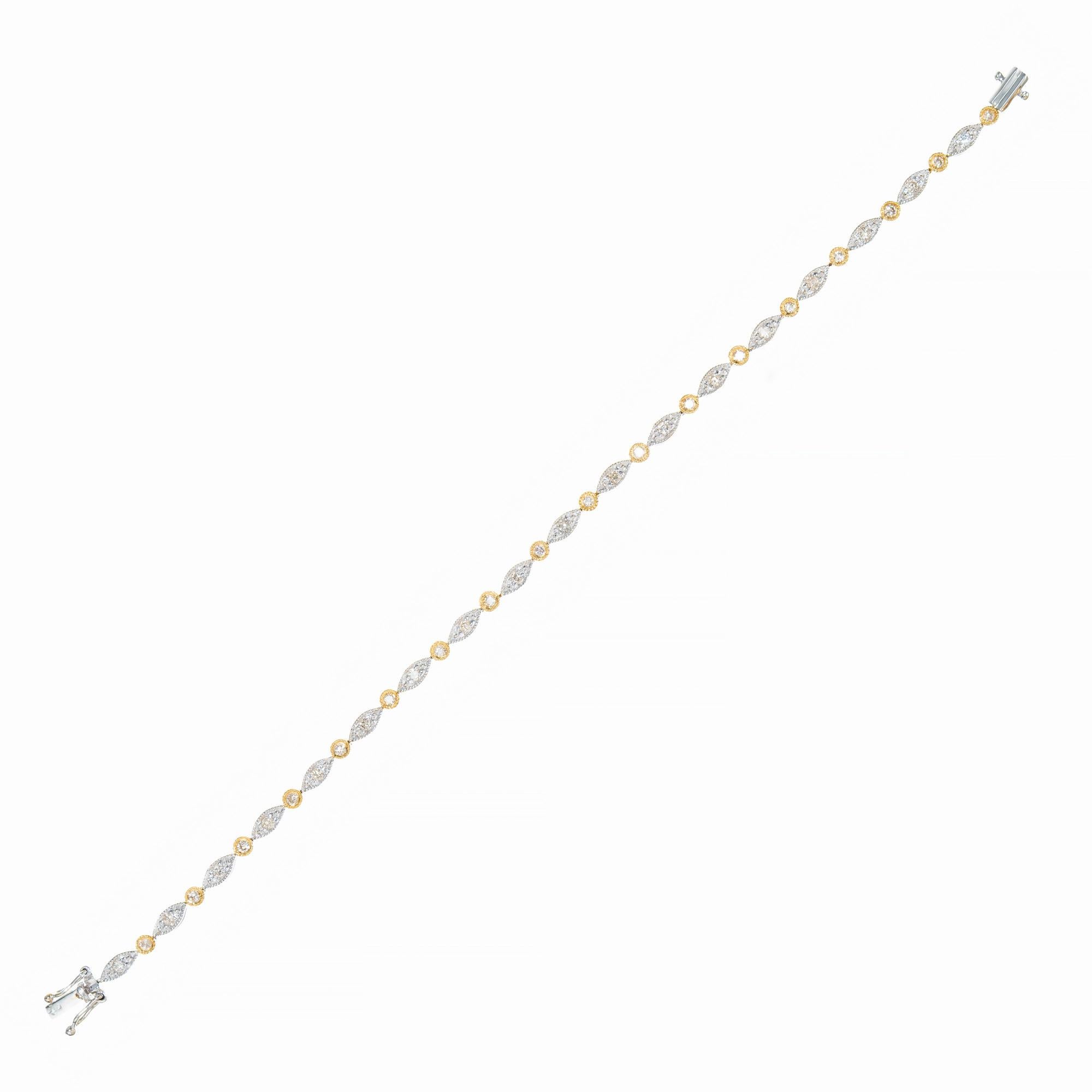 2.00 Carat Diamond Two Tone Gold Necklace Bracelet Set For Sale 1