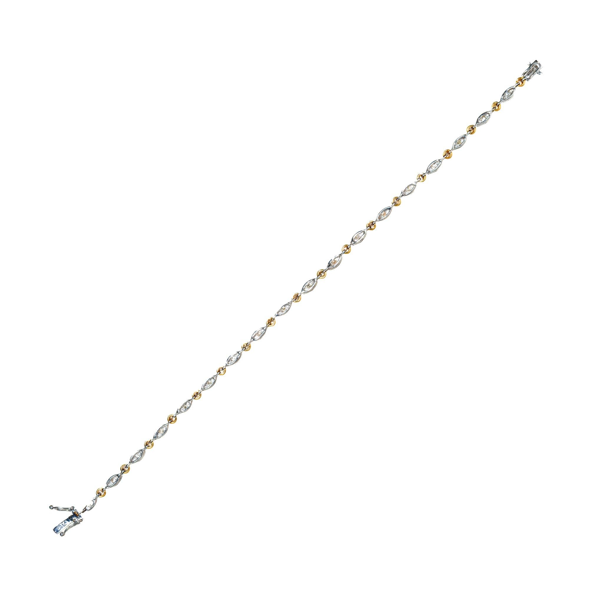 Ensemble collier-bracelet en or bicolore avec diamants de 2,00 carats en vente 2