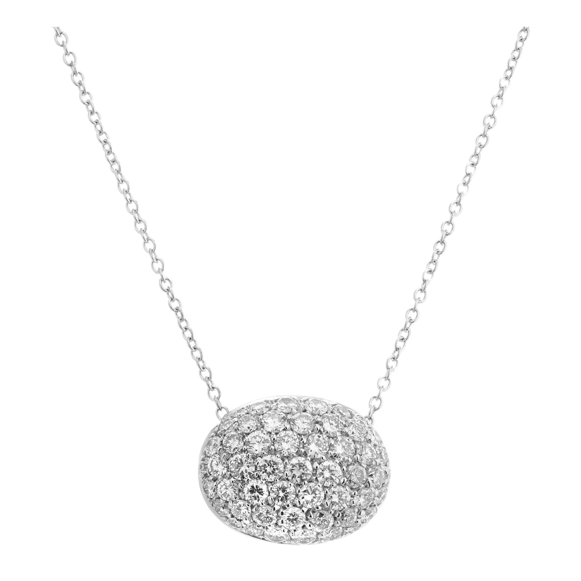 2.00 Carat Diamond Two Tone Gold Pave Set Slide Pendant Necklace For Sale