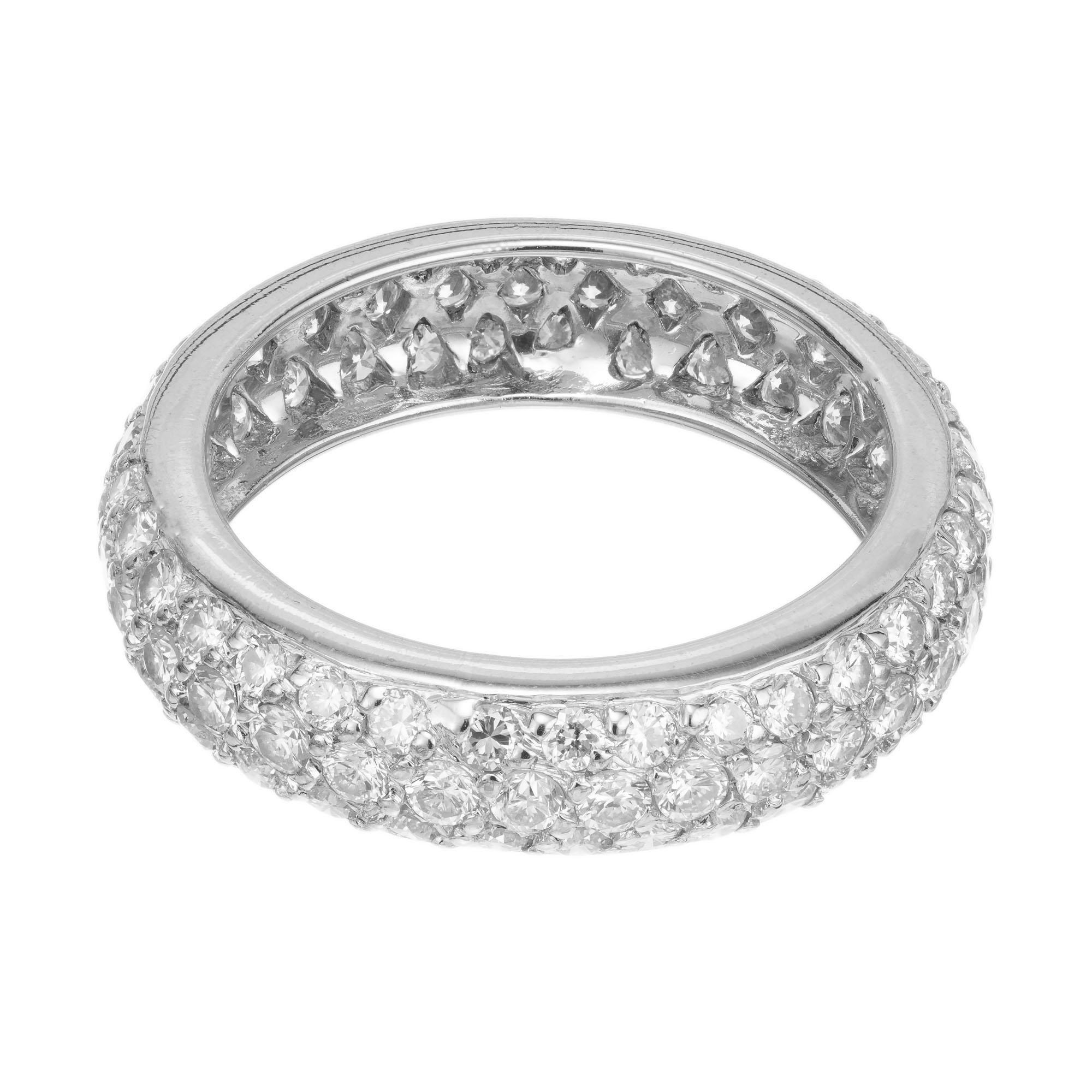 2,00 Karat Diamant Weißgold Dreireihiger Ewigkeitsring (Rundschliff) im Angebot
