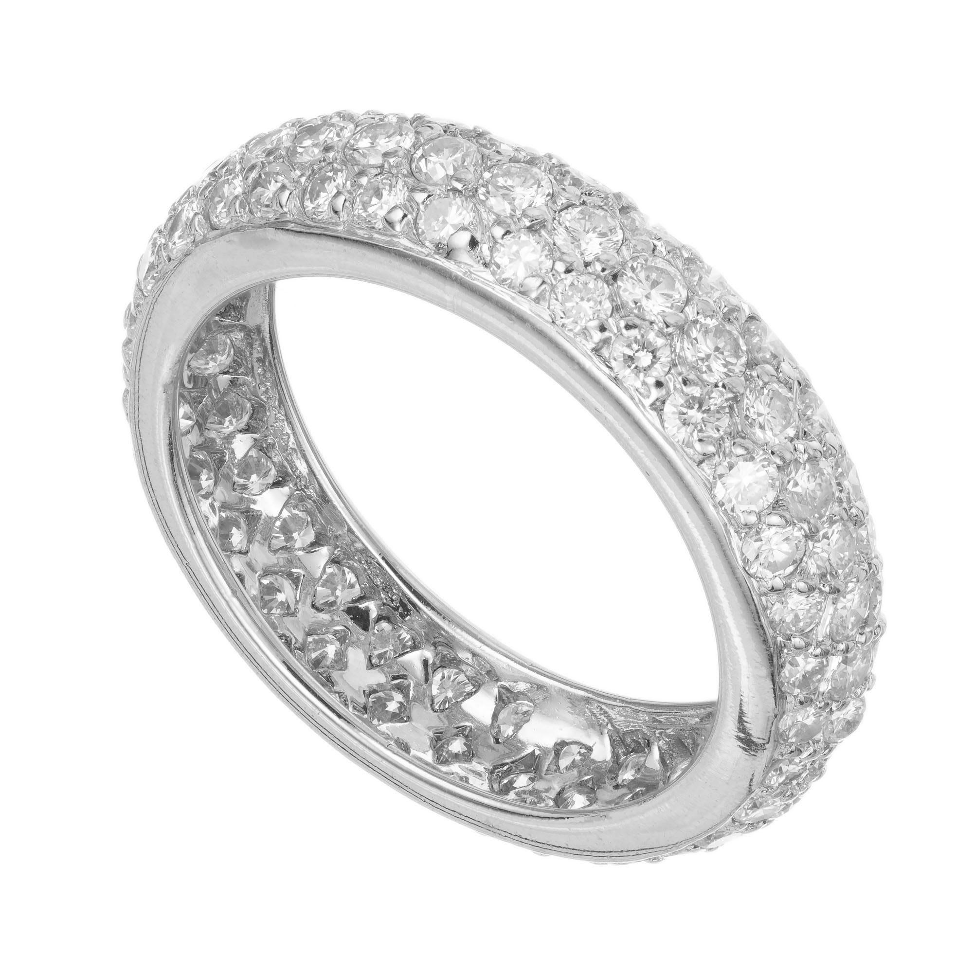 2,00 Karat Diamant Weißgold Dreireihiger Ewigkeitsring Damen im Angebot