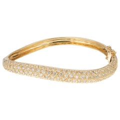 2.00 Carat Diamond Yellow Gold Swirl Bangle Bracelet