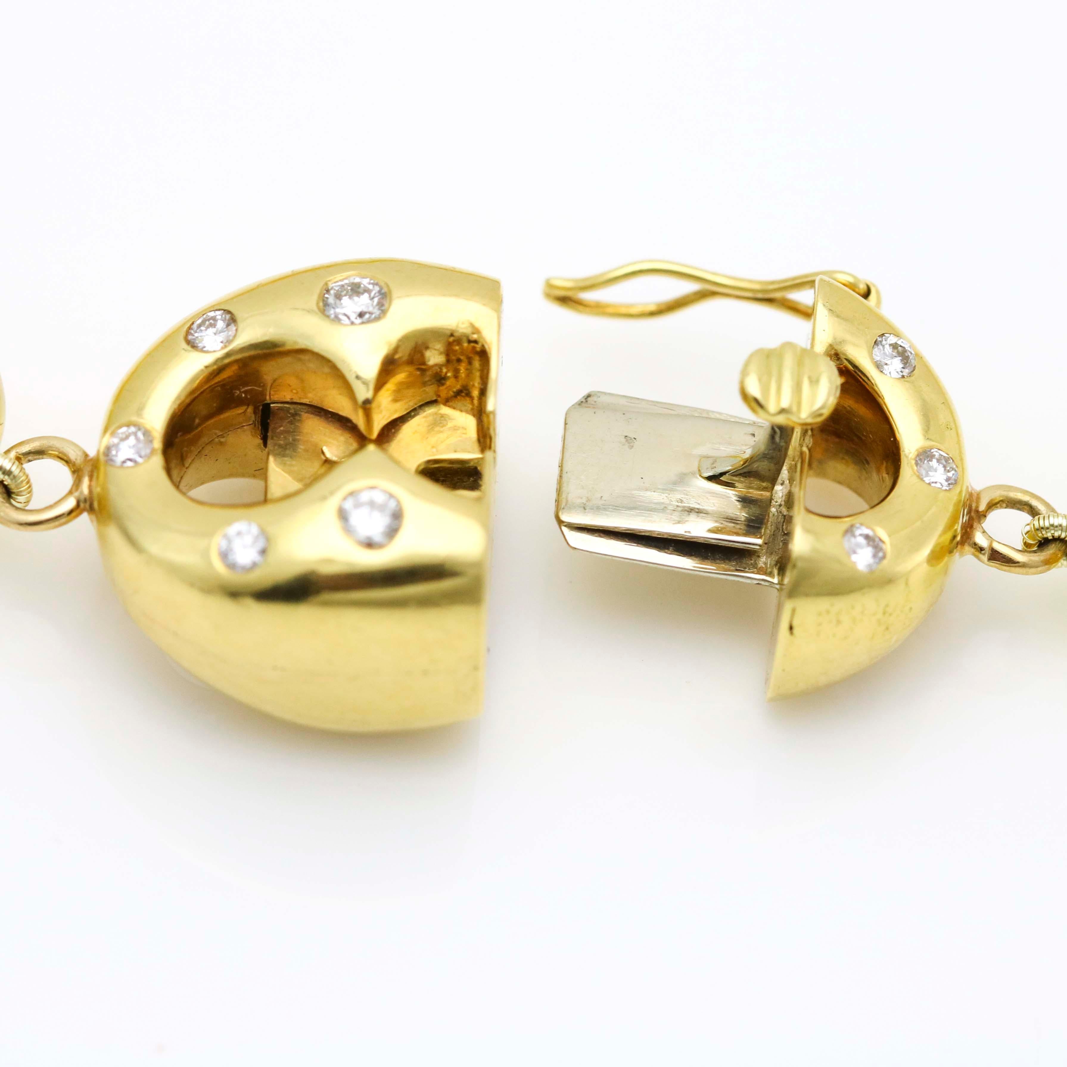 2.00 Carat Diamonds 18 Karat Yellow Gold Graduated Beryl Bead Necklace For Sale 2