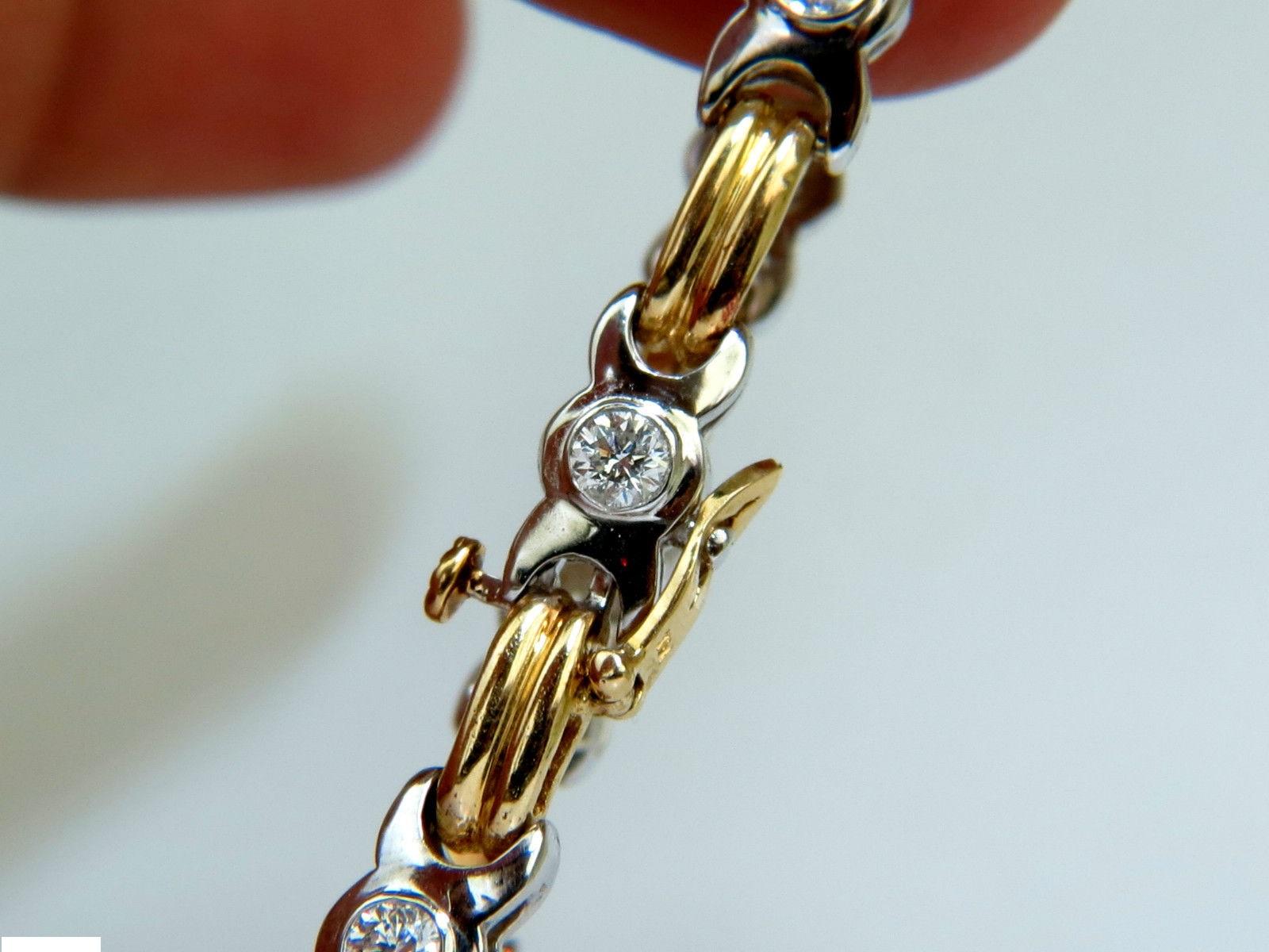 2.00 Carat Diamonds Bezel Bracelet Full Cuts G/VS2 Two-Tone 14 Karat For Sale 3