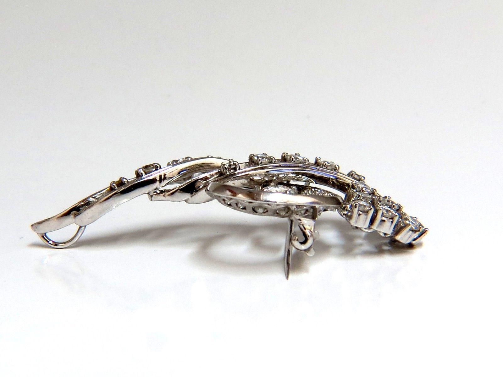 2.00 Quilates Diamantes Racimo Broche Colgante Alfiler Platino Estate Racimo Cocktail Corte redondo en venta