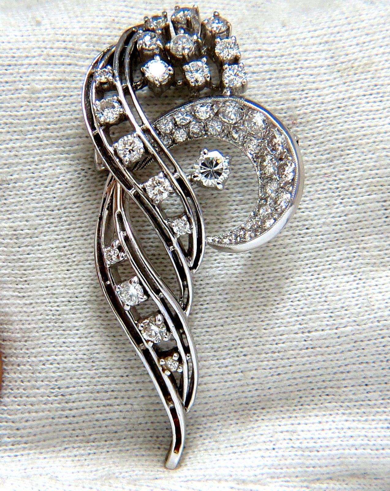 Women's or Men's 2.00 Carat Diamonds Cluster Brooch Pendant Pin Platinum Estate Cluster Cocktail For Sale