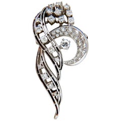 2.00 Carat Diamonds Cluster Brooch Pendant Pin Platinum Estate Cluster Cocktail*