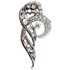 Broche pendentif en forme de grappe de diamants de 2,00 carats, épingle de succession en platine, cocktail