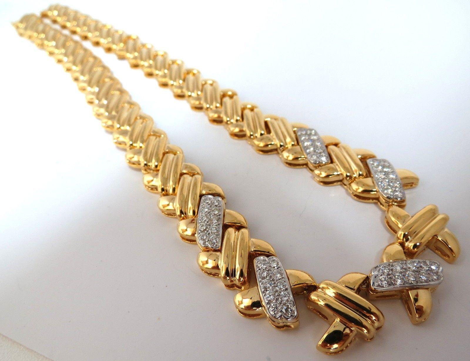 Collier d'éternité 14 carats à maillons croisés en forme de « X » avec diamants de 2,00 carats Unisexe en vente