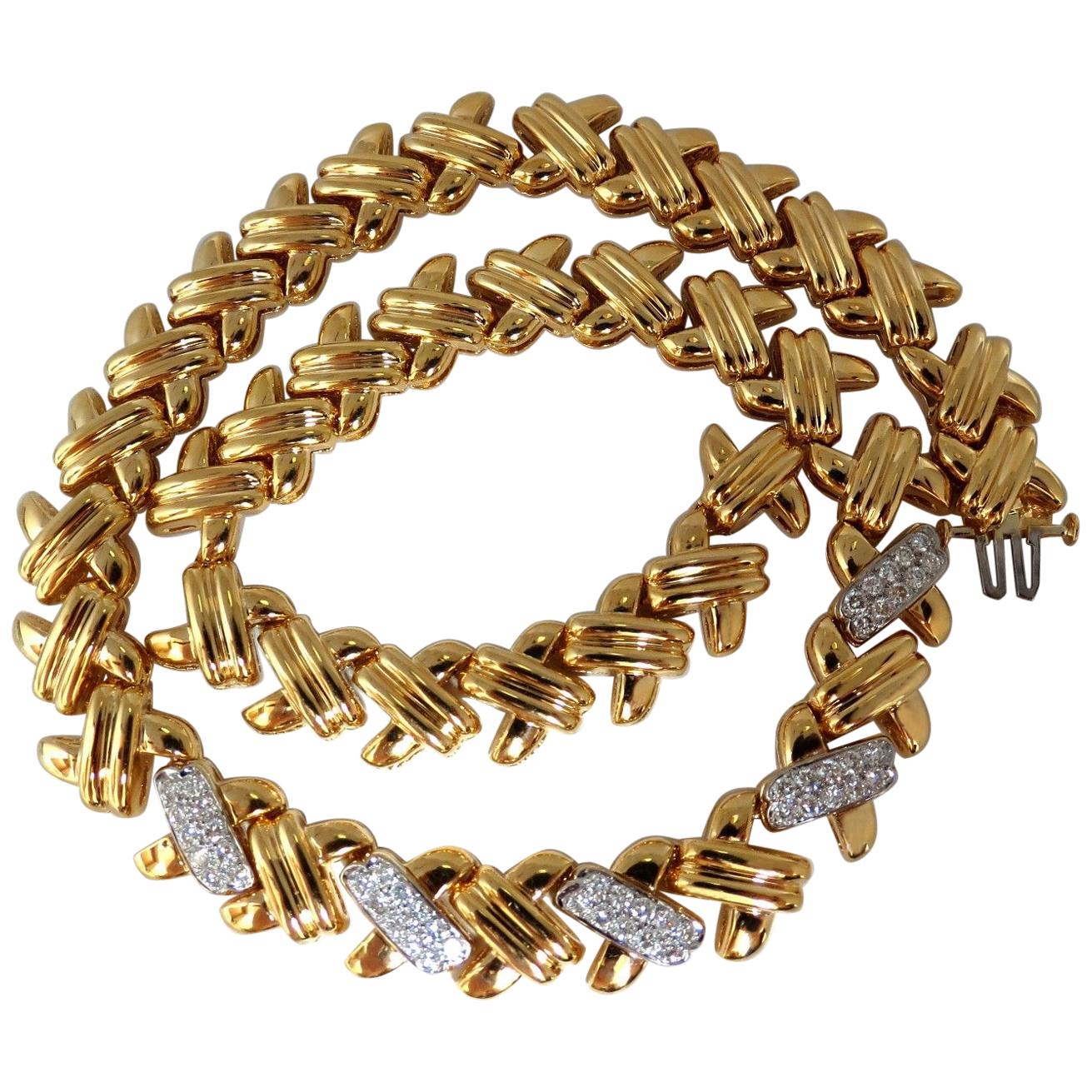 Collier d'éternité 14 carats à maillons croisés en forme de « X » avec diamants de 2,00 carats
