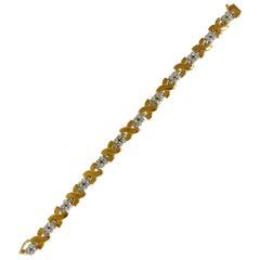 2.00 Carat Diamonds "X" Link Bracelet Two-Toned 14 Karat*
