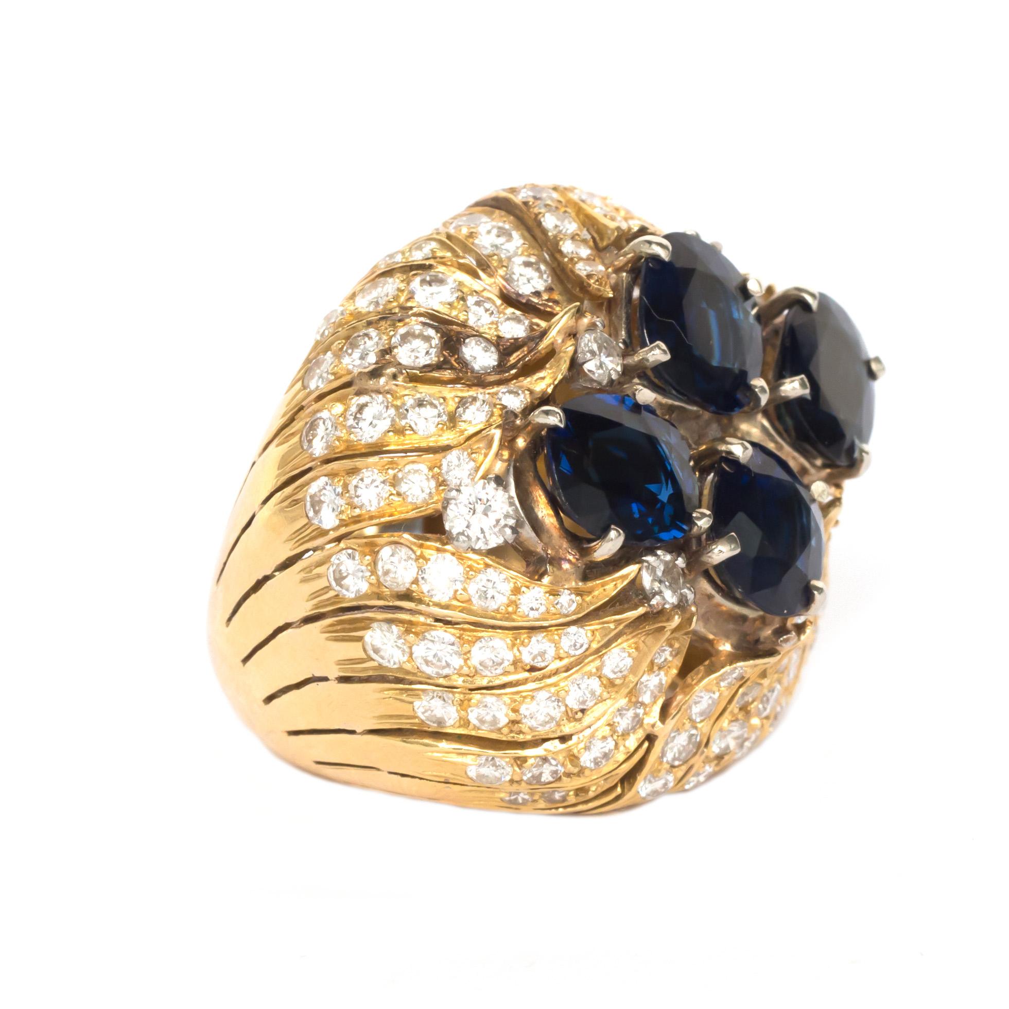 Contemporary 2.00 Carat Each Sapphire Yellow Gold Ring
