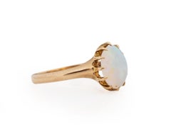 2.00 Carat Edwardian Oval Cabachon 14 Karat Yellow Gold Engagement Ring