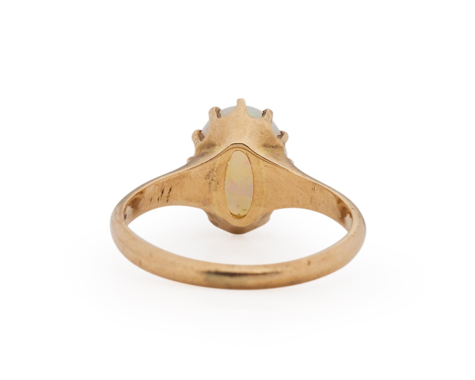 Women's 2.00 Carat Edwardian Oval Cabachon 14 Karat Yellow Gold Engagement Ring For Sale