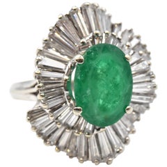 2.00 Carat Emerald and Diamond 18 Karat White Gold Ring