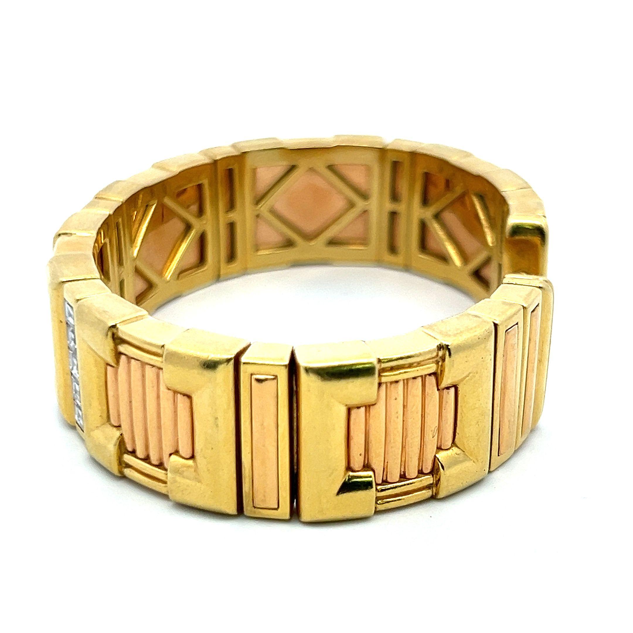 2,00 Karat Smaragdschliff Diamant 18 Karat zweifarbiges Gold Manschettenarmband im Angebot 5