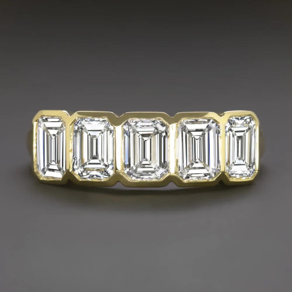 2.00 Carat Emerald Cut Diamond Bezel Set Band in 14K Yellow Gold