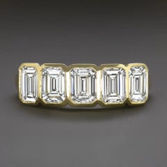 2.00 Carat Emerald Cut Diamond Bezel Set Band in 14K Yellow Gold