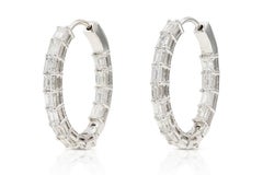 2.00 Carat Emerald Cut Diamond Oval Hoop Earrings