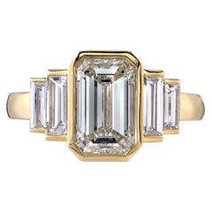 2.00 Carat Emerald Cut Diamond Set in a Handcrafted Yellow Gold Engagement Ring