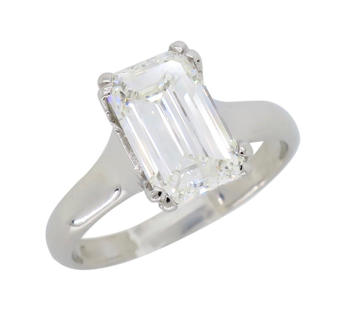 2.00 Carat Emerald Cut Diamond Solitaire Engagement Ring in Platinum 3