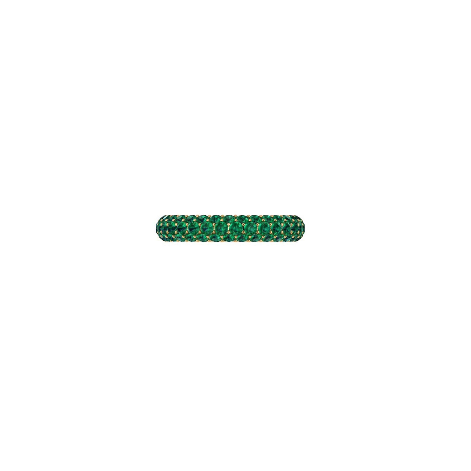 Modern 2.00 Carat Emeralds Pavé Eternity Ring in 18 Karat Yellow Gold