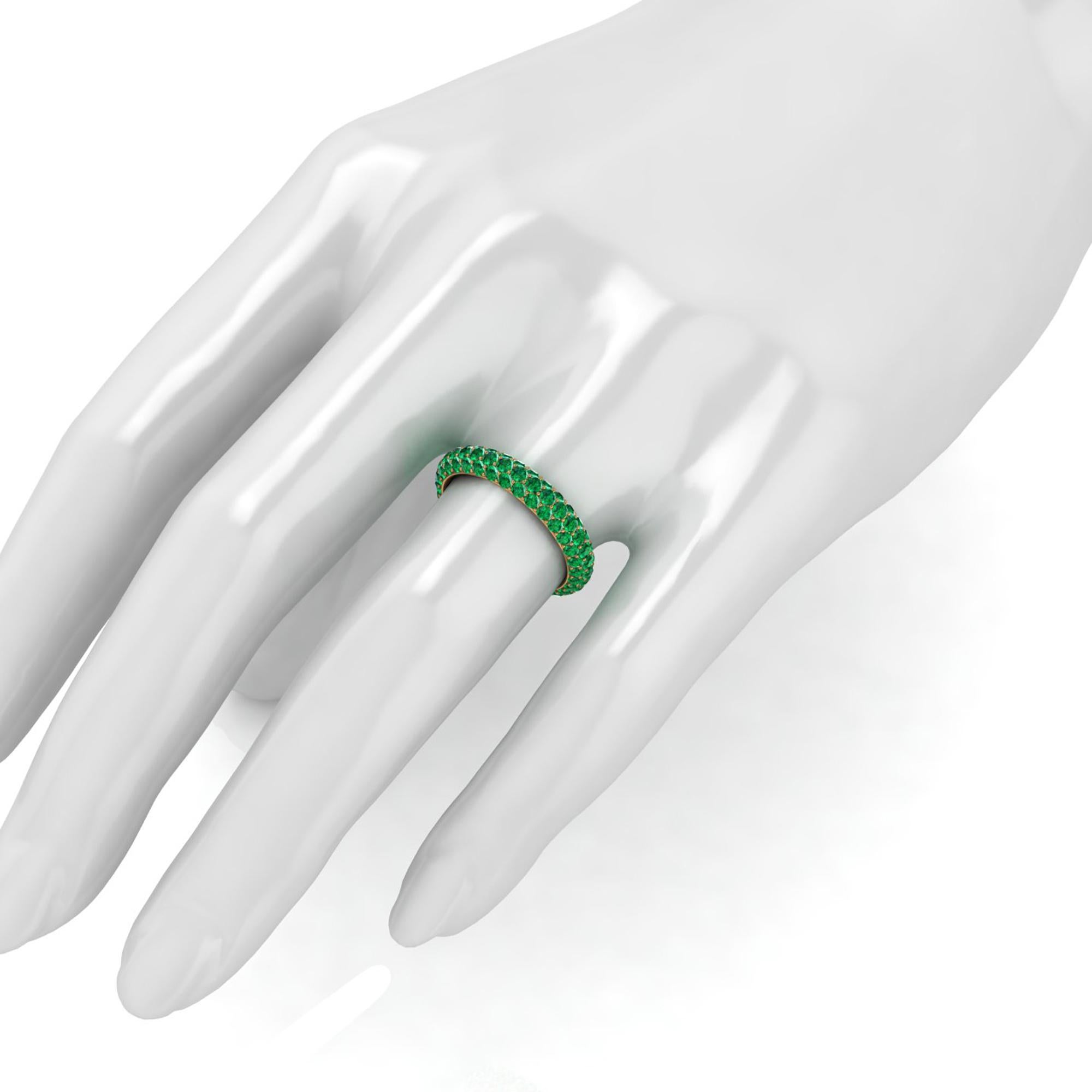 2.00 Carat Emeralds Pave' Eternity Ring in 18 Karat Yellow Gold In New Condition In New York, NY
