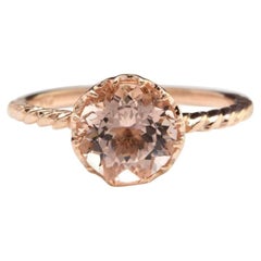 Bague en or rose massif 14 carats avec Morganite naturelle exquise de 2,00 carats