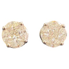 2.00 Carat F/VS1 Marquise & Princess Diamond Stud Earrings in 18K White Gold