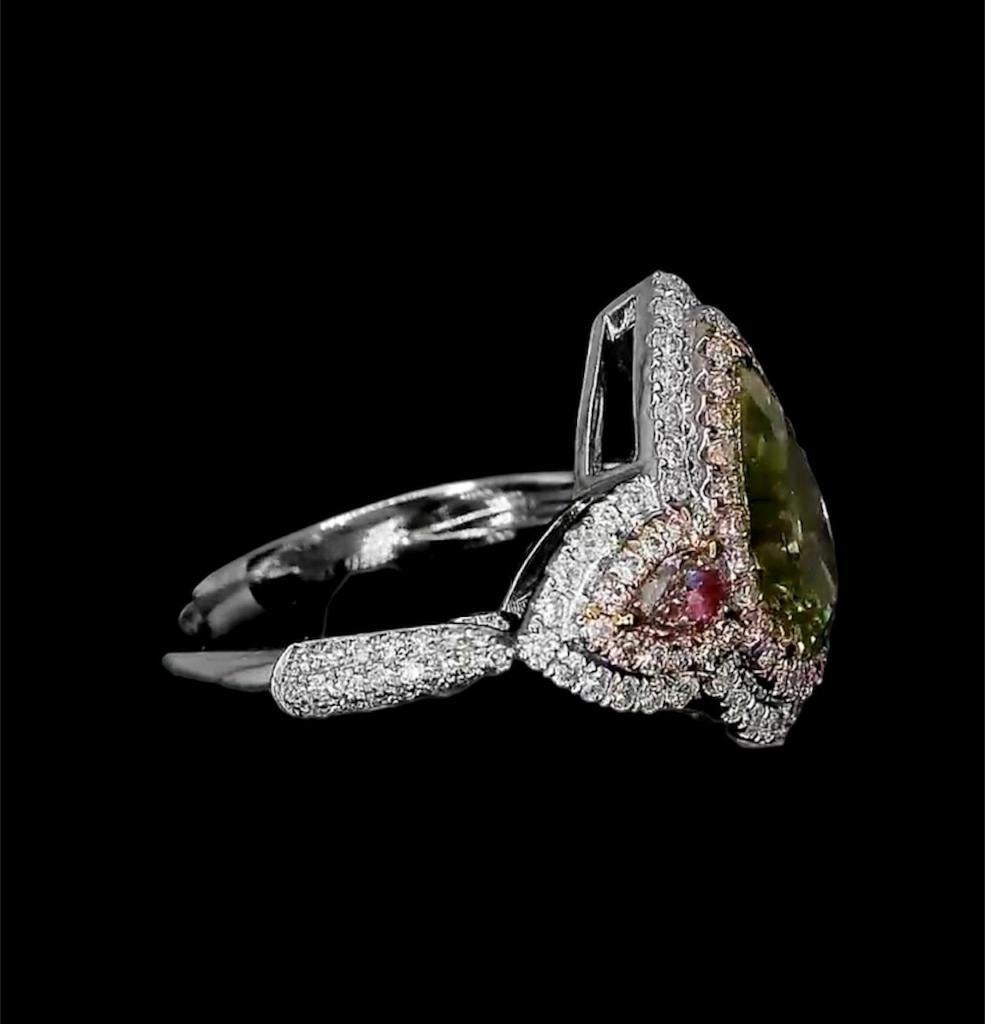 Women's or Men's 2.00 Carat Fancy Brownish Greenish Yellow Diamond Ring SI2 Clarity GIA Certified For Sale