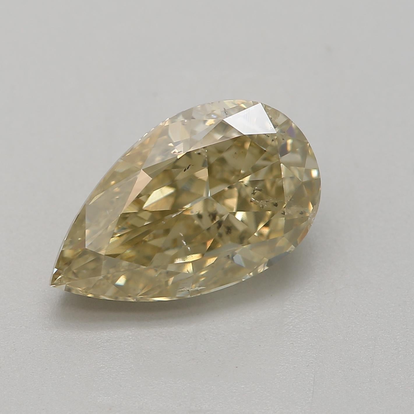 ***100% NATURAL FANCY COLOUR DIAMOND***

✪ Diamond Details ✪

➛ Shape: Pear 
➛ Colour Grade: Fancy brownish greenish yellow
➛ Carat: 2.00
➛ Clarity: SI2
➛ GIA Certified 

^FEATURES OF THE DIAMOND^

This 2-carat diamond is a precious gemstone