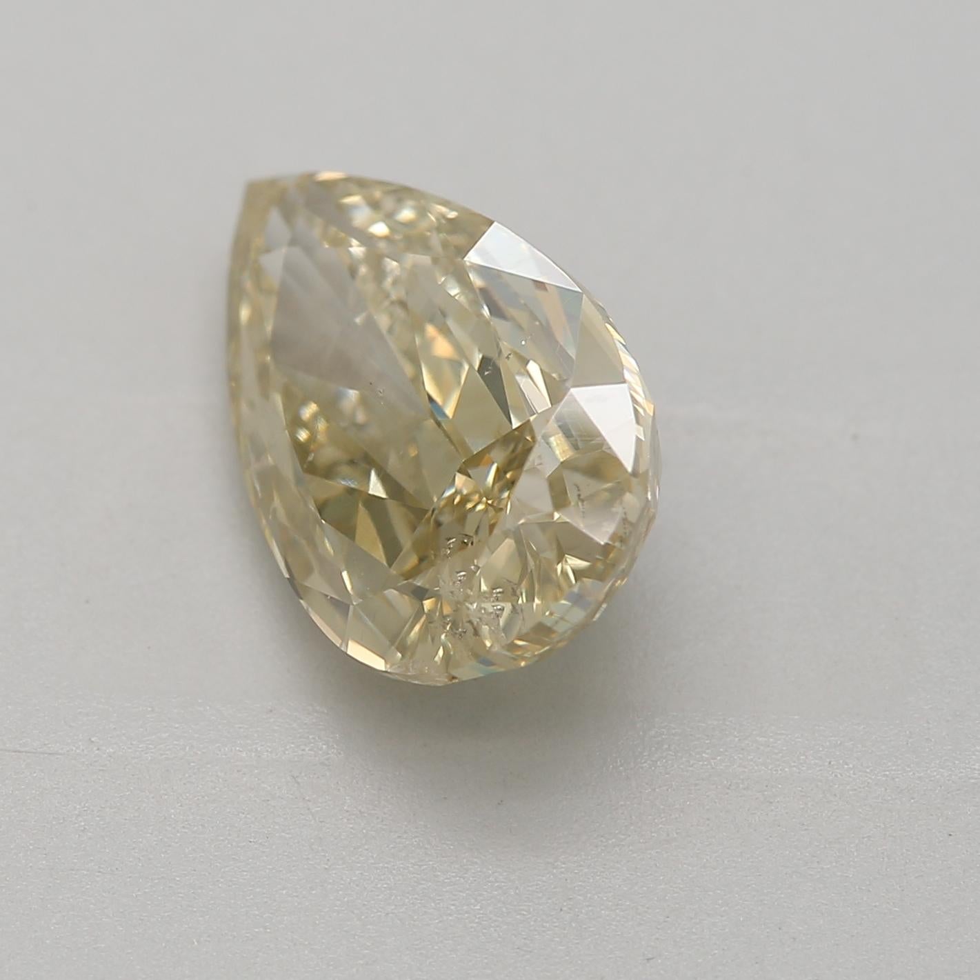 Pear Cut 2.00 carat fancy brownish greenish yellow pear shape diamond GIA certified For Sale