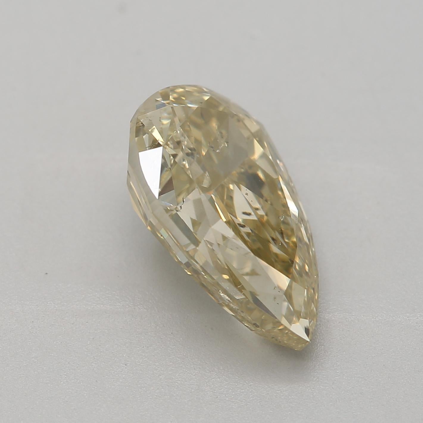 Women's or Men's 2.00 carat fancy brownish greenish yellow pear shape diamond GIA certified For Sale