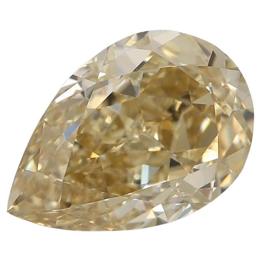 2.00-CARAT, FANCY BROWNISH YELLOW -, Pear, SI1-CLARITY, GIA , SKU-7476 For Sale