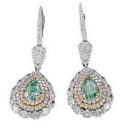 2.00 Carat Fancy Green Diamond Earrings VS/SI AGL Certified