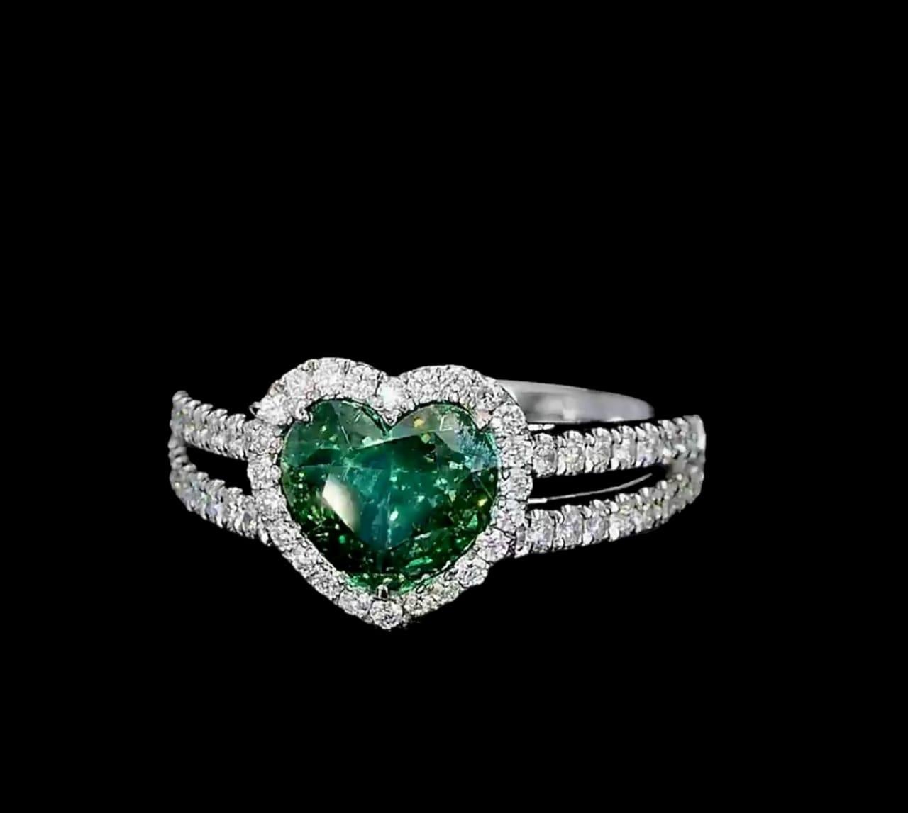 Women's 2.00 Carat Fancy Intense Green Diamond Ring VS Clarity AGL Certified For Sale