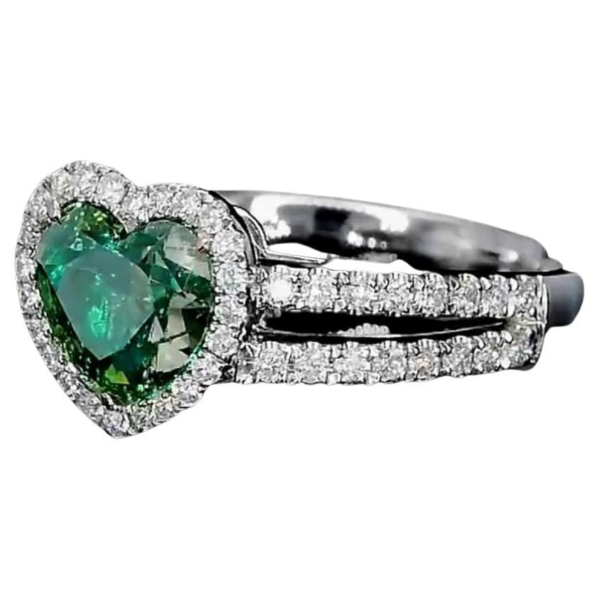 2.00 Carat Fancy Intense Green Diamond Ring VS Clarity AGL Certified For Sale