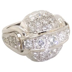 2.00 Carat French Platinum Diamond Bombe Cocktail Ring