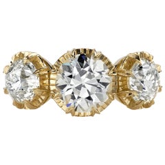 4.21ctw GIA certified old European cut diamonds set in an 18k yellow gold ring
