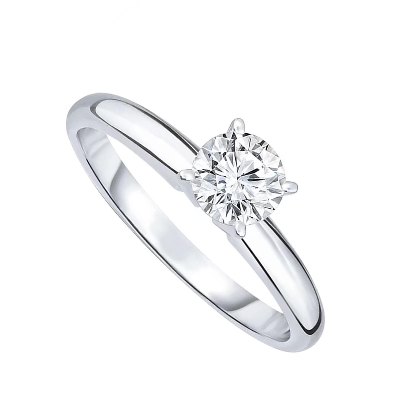 Modernist 2.00 Carat GIA Natural Solitaire Tiffany Style Round Diamond Ring 14k White Gold For Sale