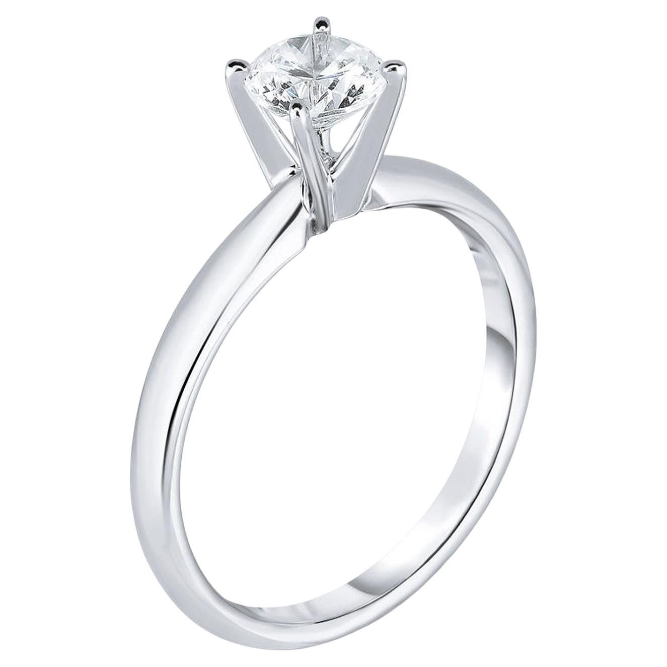 Bague solitaire de style Tiffany en or blanc 14 carats avec diamant rond de 2,00 carats certifié GIA en vente