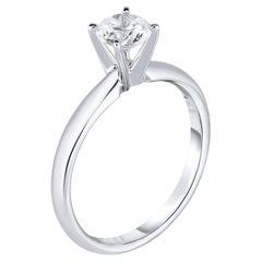 Bague solitaire de style Tiffany en or blanc 14 carats avec diamant rond de 2,00 carats certifié GIA