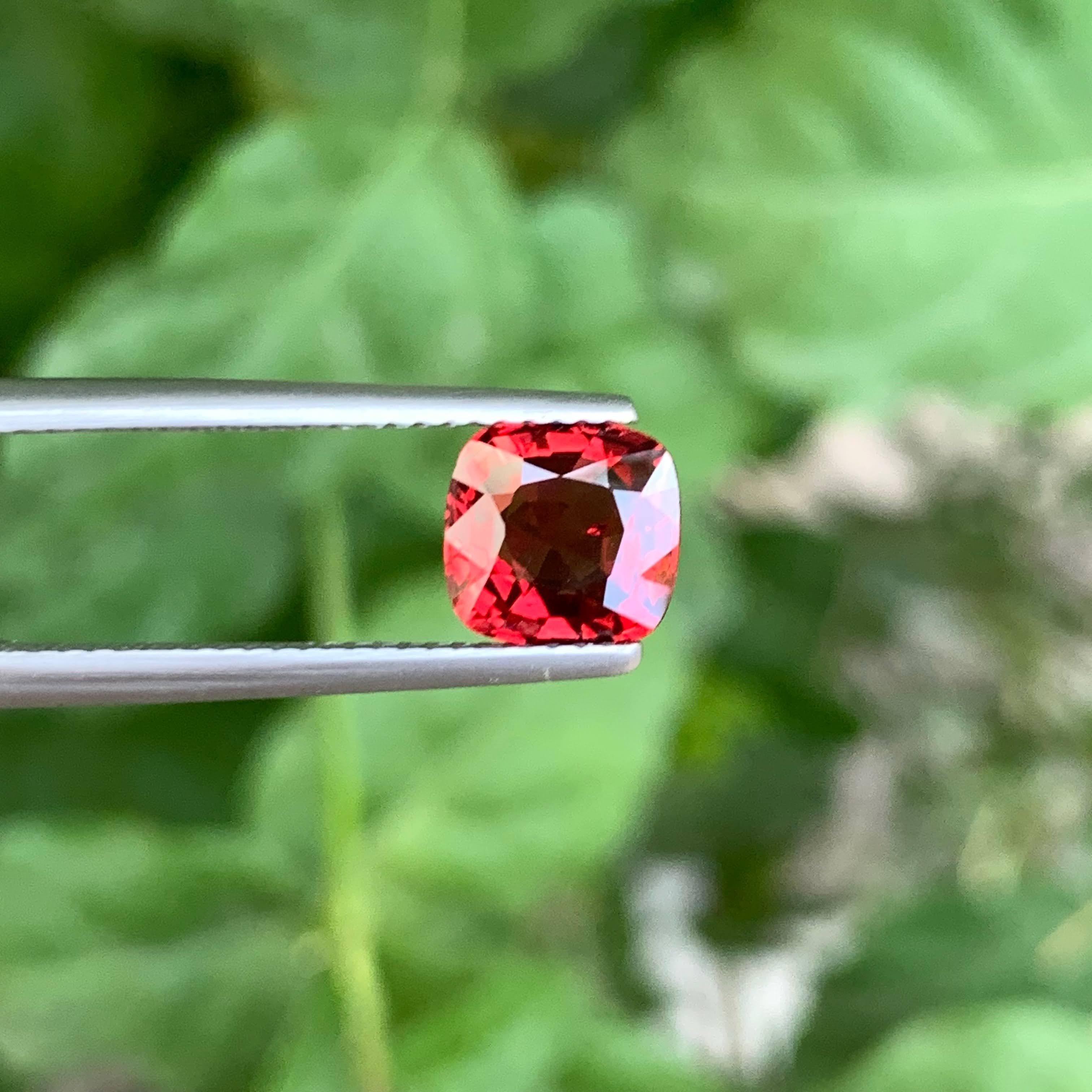 2.00 Carat Gorgeous Orange Red Spinel Loose Stone Cushion Cut form Burma For Sale 5