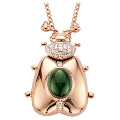2.00Ct Green And Pink Tourmaline 18K Diamond Pendant Necklace