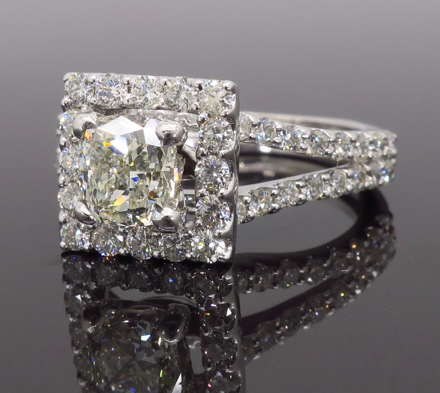 2.00 Carat Halo Diamond Engagement Ring In Excellent Condition In Webster, NY