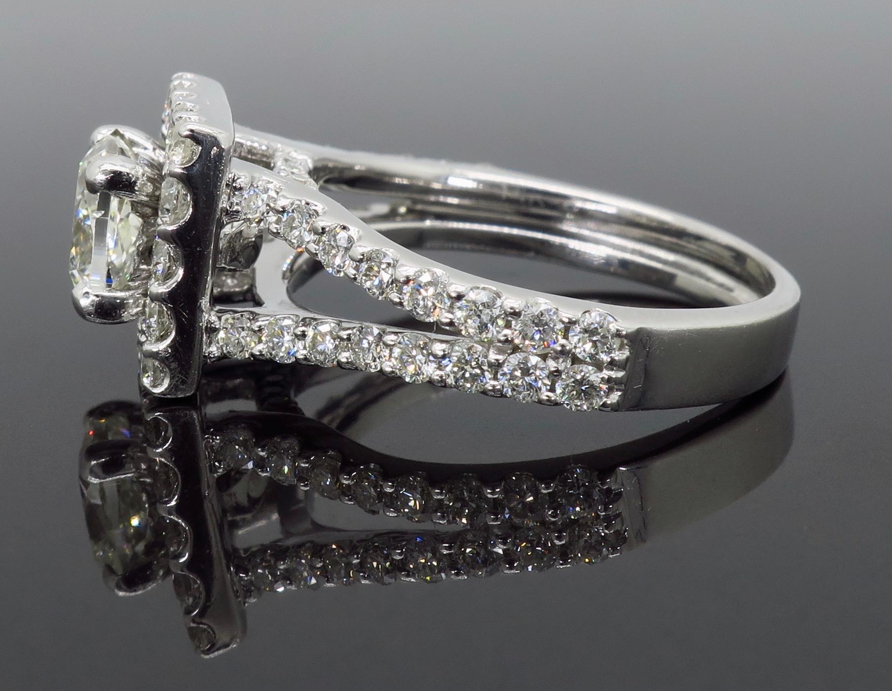 Women's or Men's 2.00 Carat Halo Diamond Engagement Ring