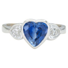 2.00 Carat Heart-Shaped Ceylon Sapphire Ring with Diamonds